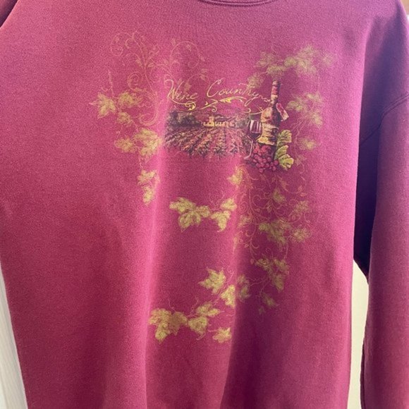Vintage 90s Oversized Wine Country Sweater  Red  Large - Picture 5 of 8